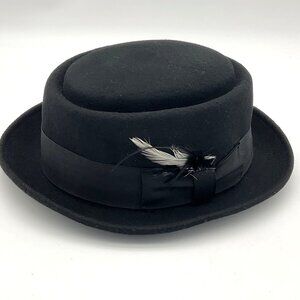 100% Wool Comfort Felt Handmade Derby Bowler Fedora Black Hat L/XL